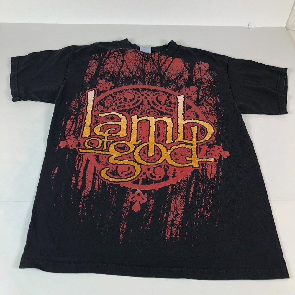 Lamb Of God Shirt Men's Medium Black Red Graphic Print Short Sleeve Band Music